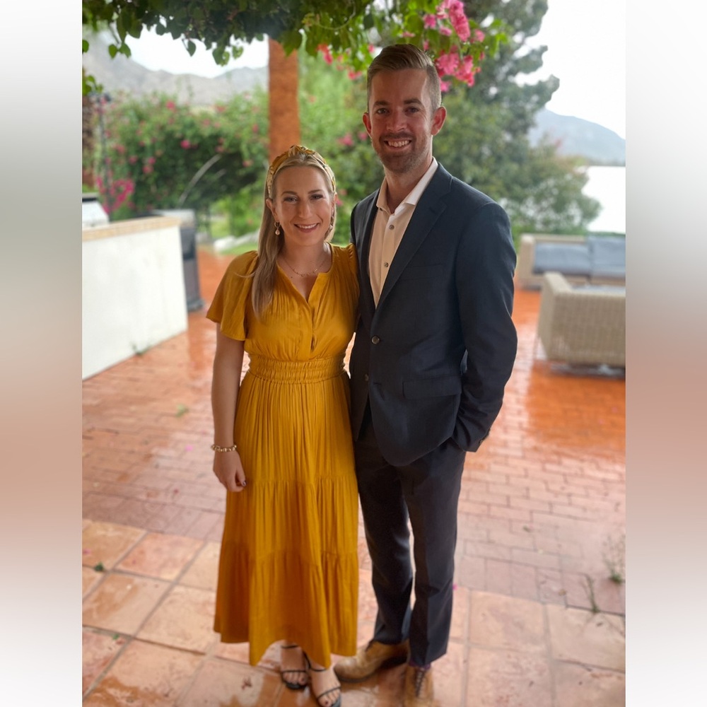 Anthropologie Somerset Satin Yellow Gold Maxi Dress